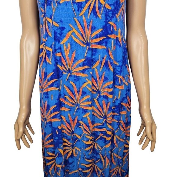 Soft Surroundings Women's Blue Maxi Length Tropical Print Dress Size M - Picture 4 of 10